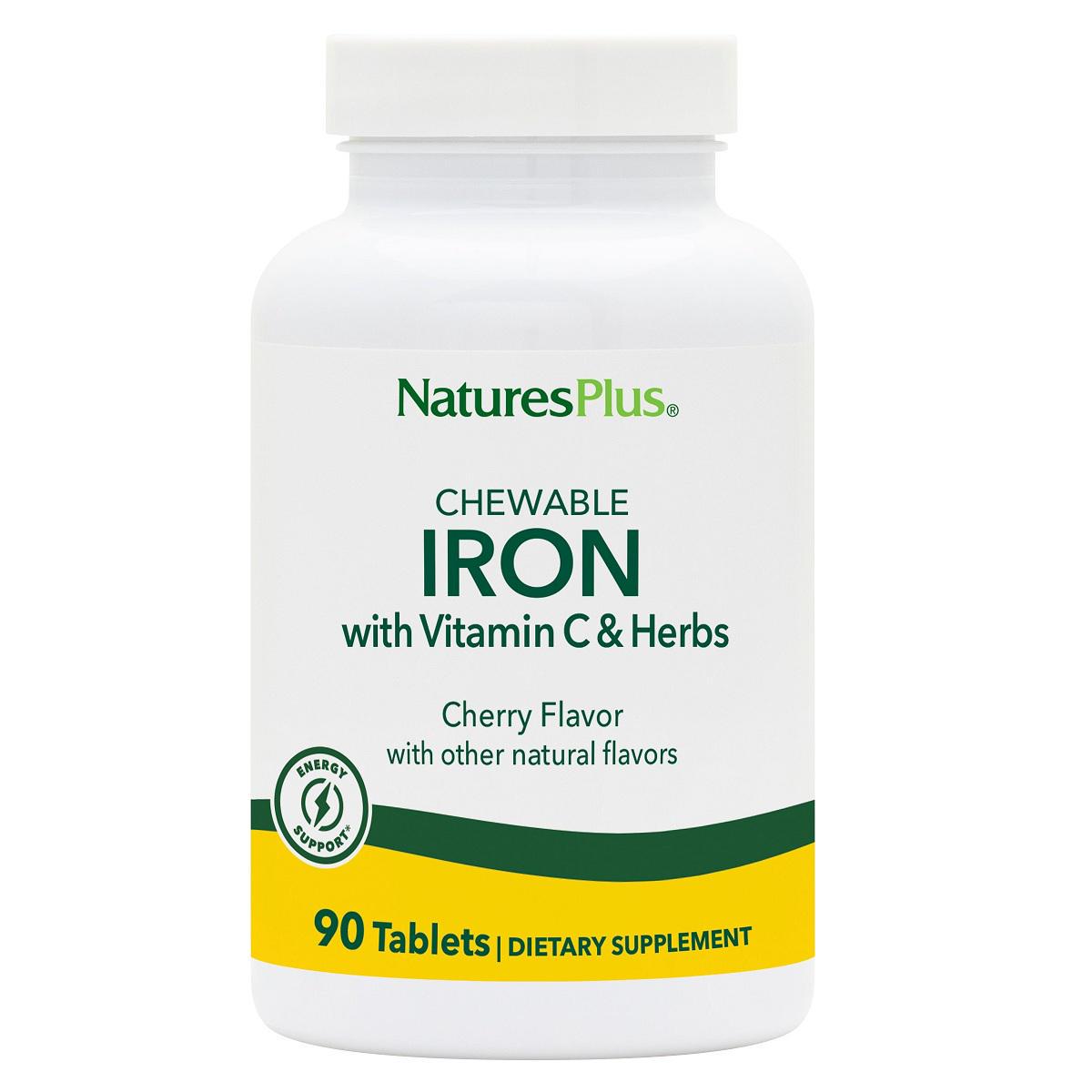 Железо хелатное Natures Plus с витамином С Chewable Iron 90 жевательных таблеток (4417)