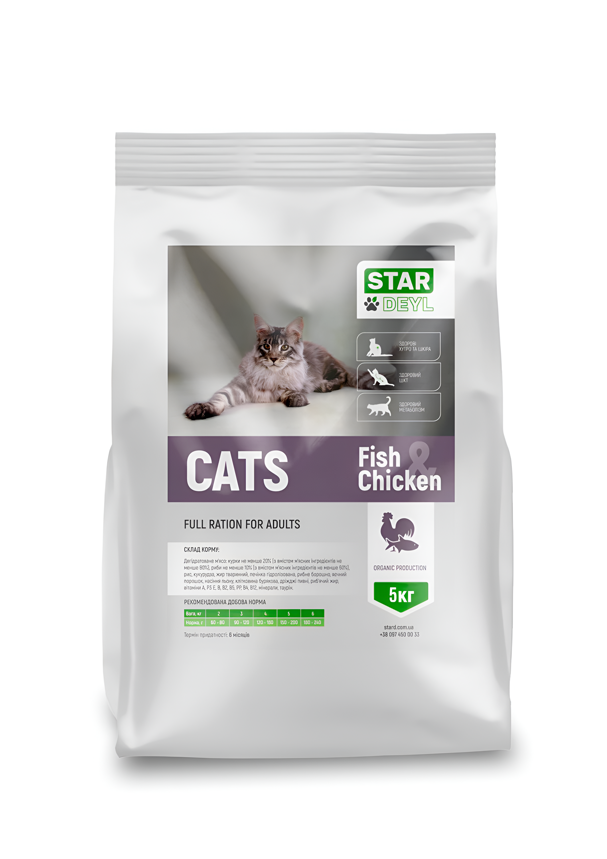 Корм для кошек сухой Cats Fish & Chicken 5 кг