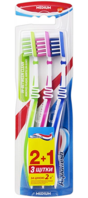 Зубна щітка Aquafresh IN-BETWEEN CLEAN 3 шт. середня (5054563931085)