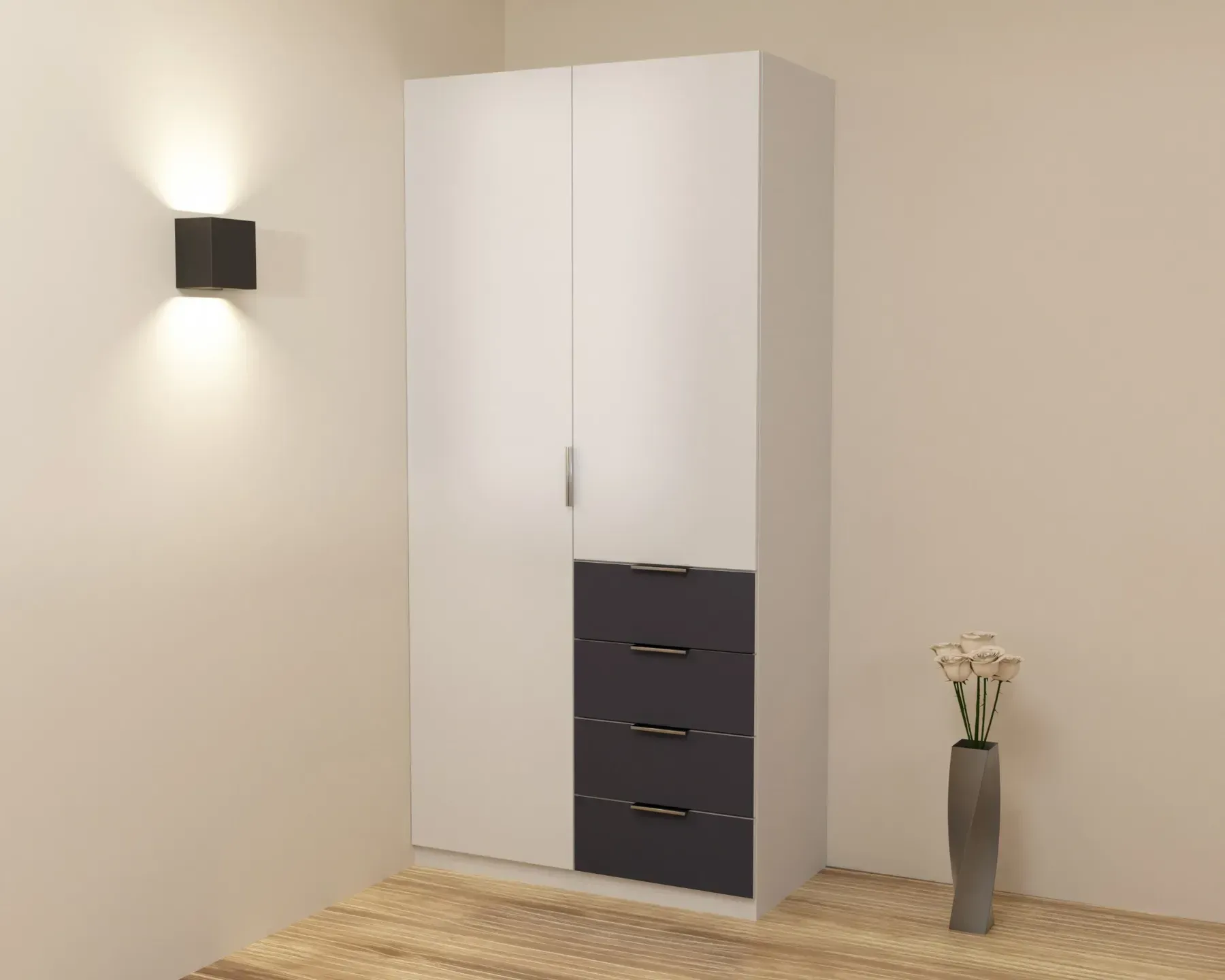 Шкаф Kontinent Kristal 1 100х52х210 см Белый/Антрацит (59840431)
