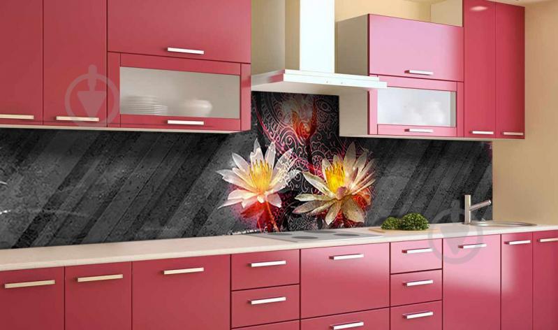 Наклейка виниловая кухонный фартук  Zatarga  "Лотос на Бетоне"  600х3000 мм