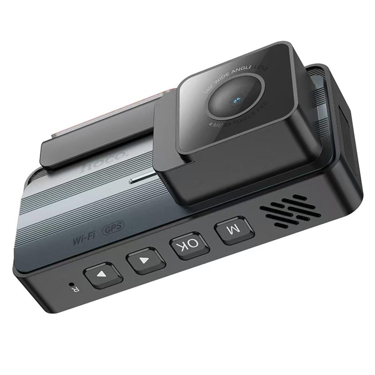 Відеореєстратор автомобільний Hoco DV12 driving recorder 2K display GPS with rear camera 3,69" Grey (6942007640176) - фото 2