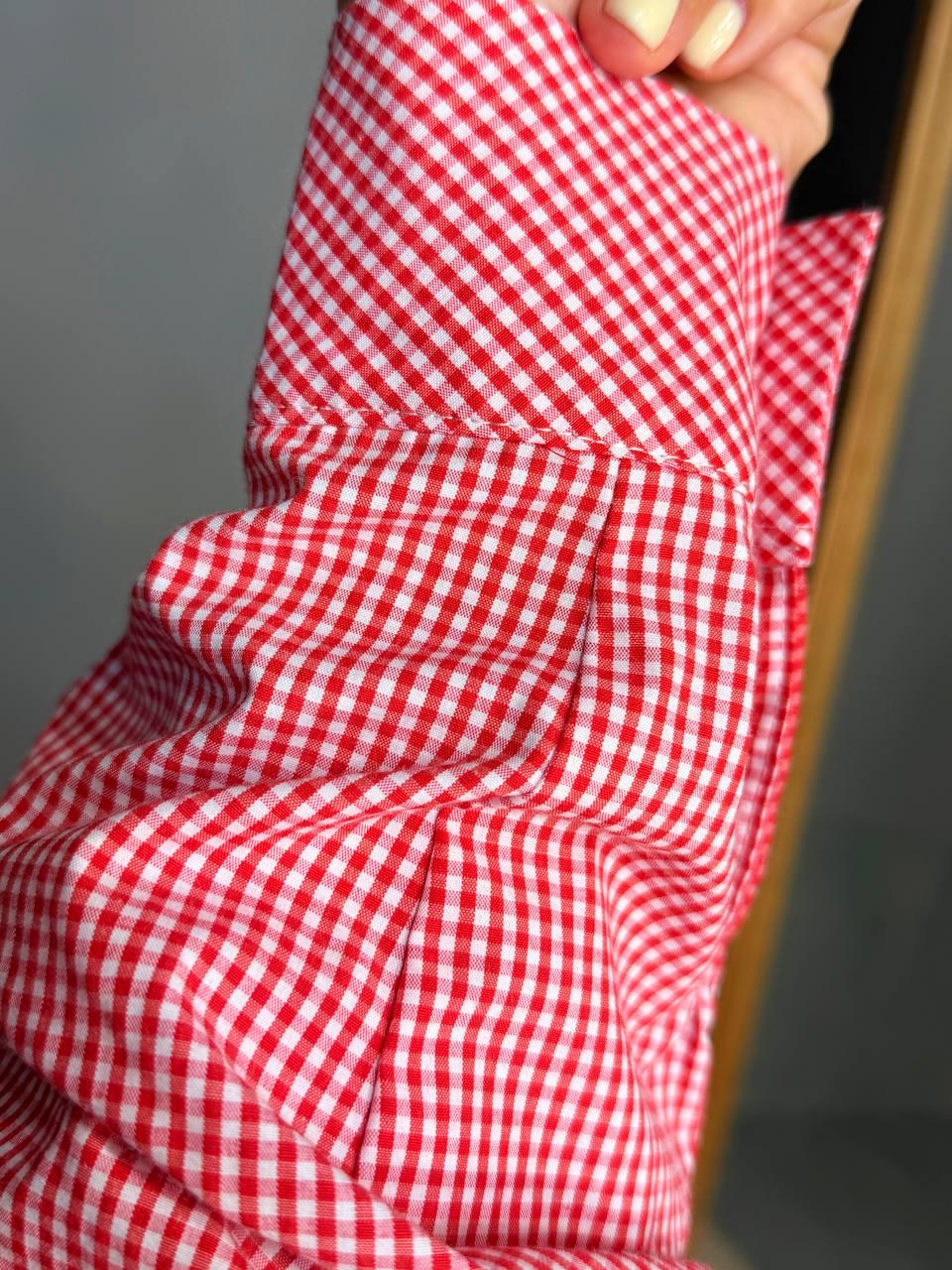 Рубашка женская Irel 2222 супер оверсайз клетчатая удлиненная OS Красный (2519) - фото 6 Рубашка женская Irel 2222 супер оверсайз клетчатая удлиненная OS Красный (2519) - фото 6