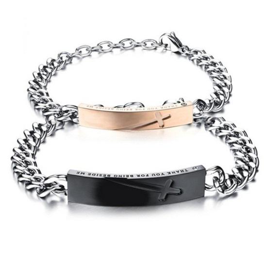 Браслеты парные для двоих из нержавеющей медицинской стал 20 см (BP-016)