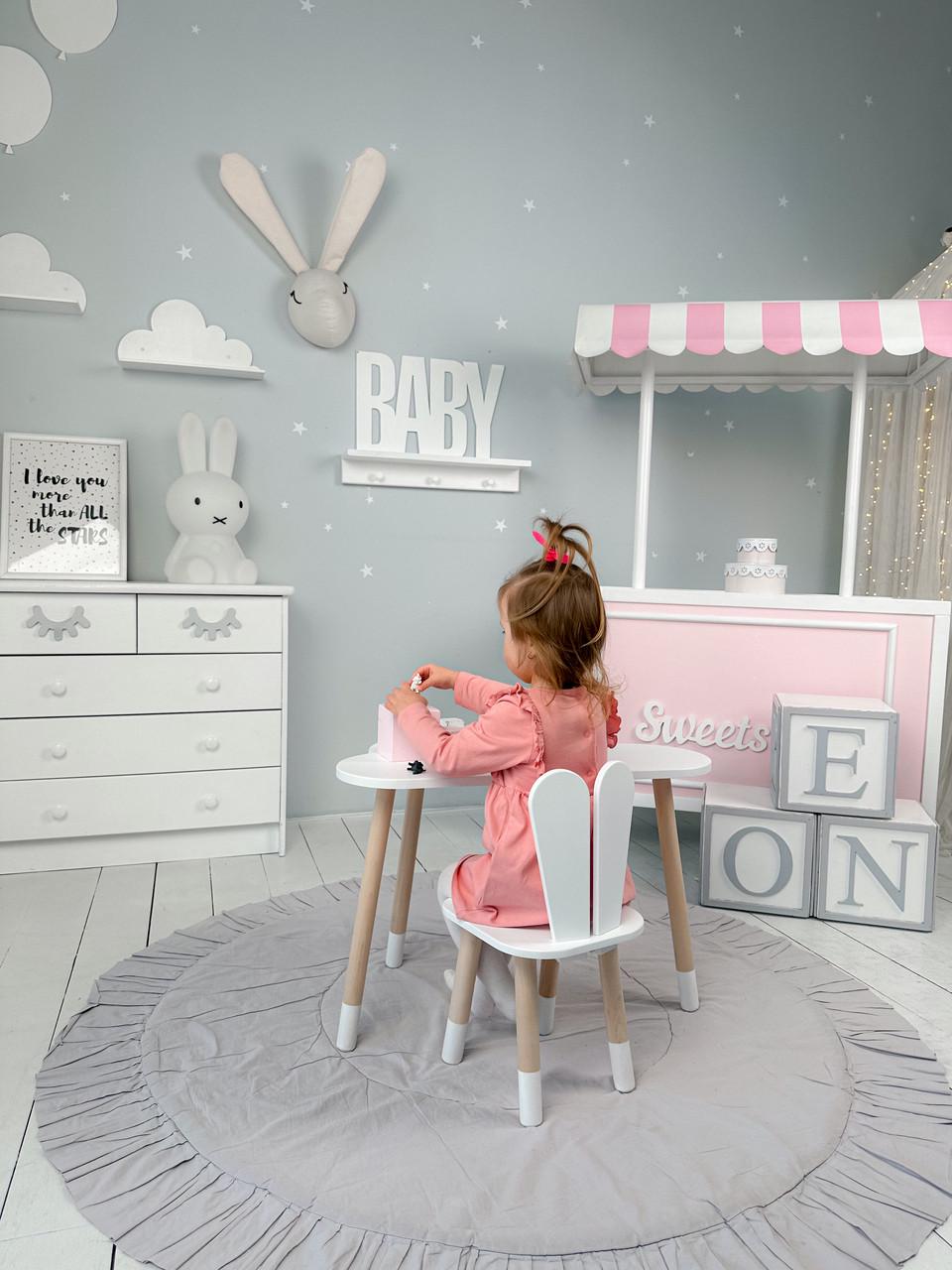 Комплект дитячих меблів Зайчик столик та стілець дерев'яний Білий (П4К-bg-217612) - фото 2 Комплект дитячих меблів Зайчик столик та стілець дерев'яний Білий (П4К-bg-217612) - фото 2