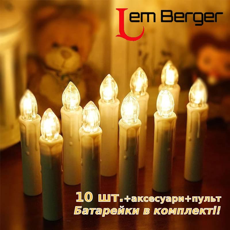 Светодиодные свечи Lem Berger 7 цветов свечения на батарейках с пультом ДУ 10 шт. (4009049) - фото 2