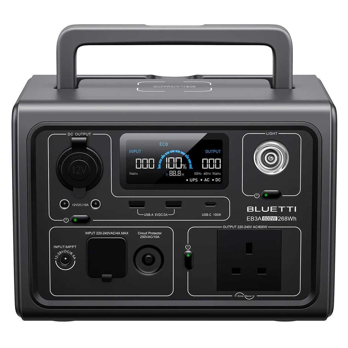 Зарядная станция BLUETTI EB3A 268,8 Вт/ч 600 Вт пик 1200 Вт LiFePO4 UPS (01019)