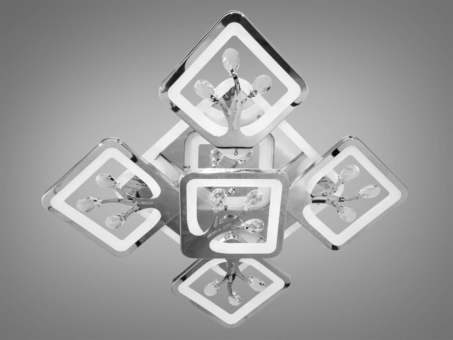 Потолочная люстра с пультом и LED подсветкой S8157-4+1HR-LS 90W на 13 м2 Хром (1506609545)