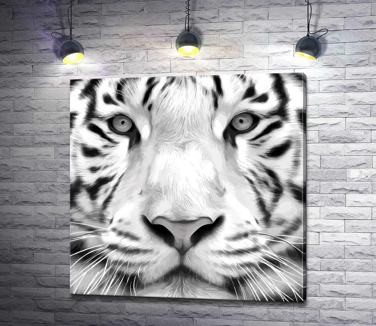 Картина ArtPoster Черные полоски на морде белого бенгальского тигра 130x130 см Модуль №1 (003383) Картина ArtPoster Черные полоски на морде белого бенгальского тигра 130x130 см Модуль №1 (003383)