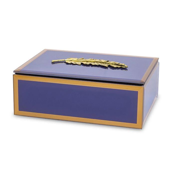 Шкатулка для бижутерии стеклянная с перьями Фиолетовый (34621)