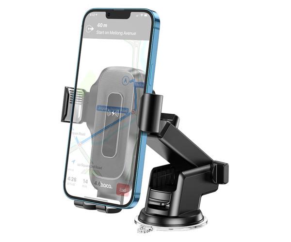 Держатель автомобильный Hoco HW3 с функцией беспроводной зарядки 15W 2A Black - фото 4