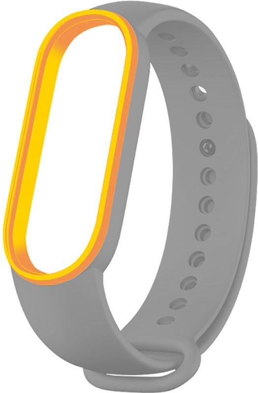 Ремінець UWatch Double Color Replacement Silicone Band Line For Xiaomi Mi Band Line 5/6/7 Grey/Yellow - фото 1