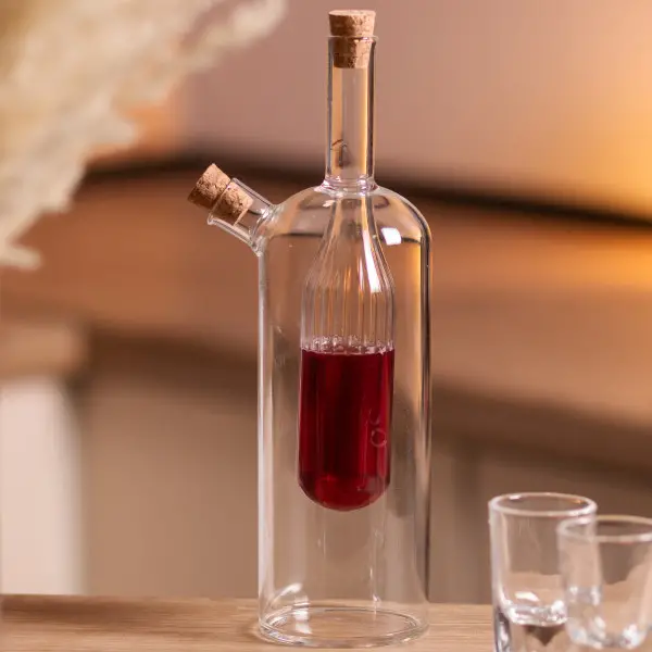 Бутылка двойная для масла и уксуса YIWU Paci из боросиликатного стекла 100 и 400 мл Прозрачный (147-107- HP-34-13) - фото 2