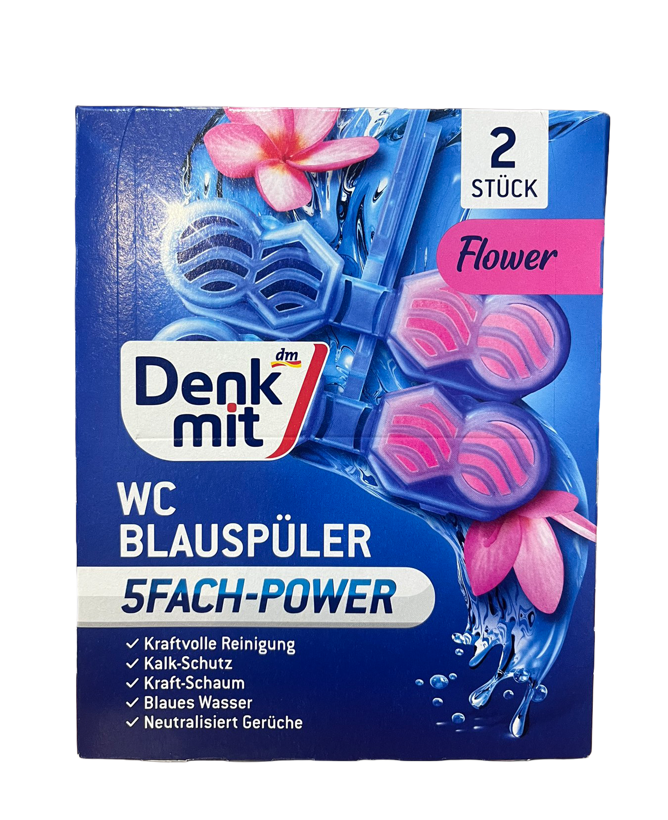 Таблетки для унитаза Denkmit WC Blauspüler Цветы 2х48 г (133359)