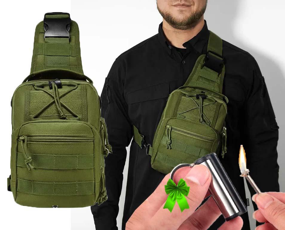 Сумка армійська через плече 26х19х10 см та вічний сірник Оливковий - фото 10