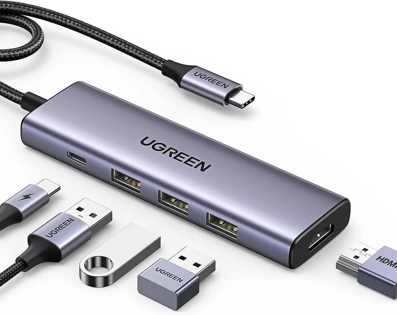 USB-хаб UGREEN CM511 USB-C To HDMI+3хUSB 3.0 A+PD Power Converter (UGR-15597)