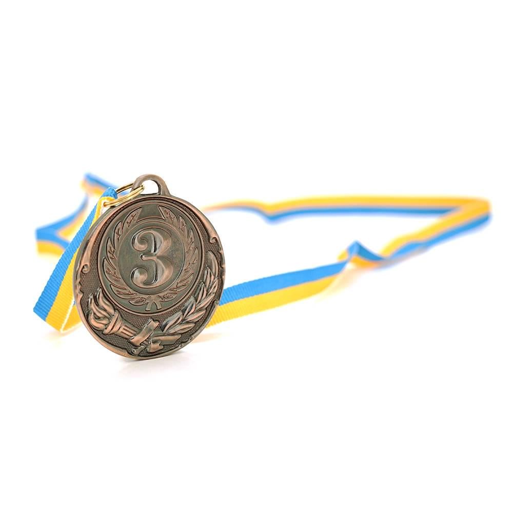 Медаль нагородна спортивна 3 місце бронза діаметр 6,5 см (30040)