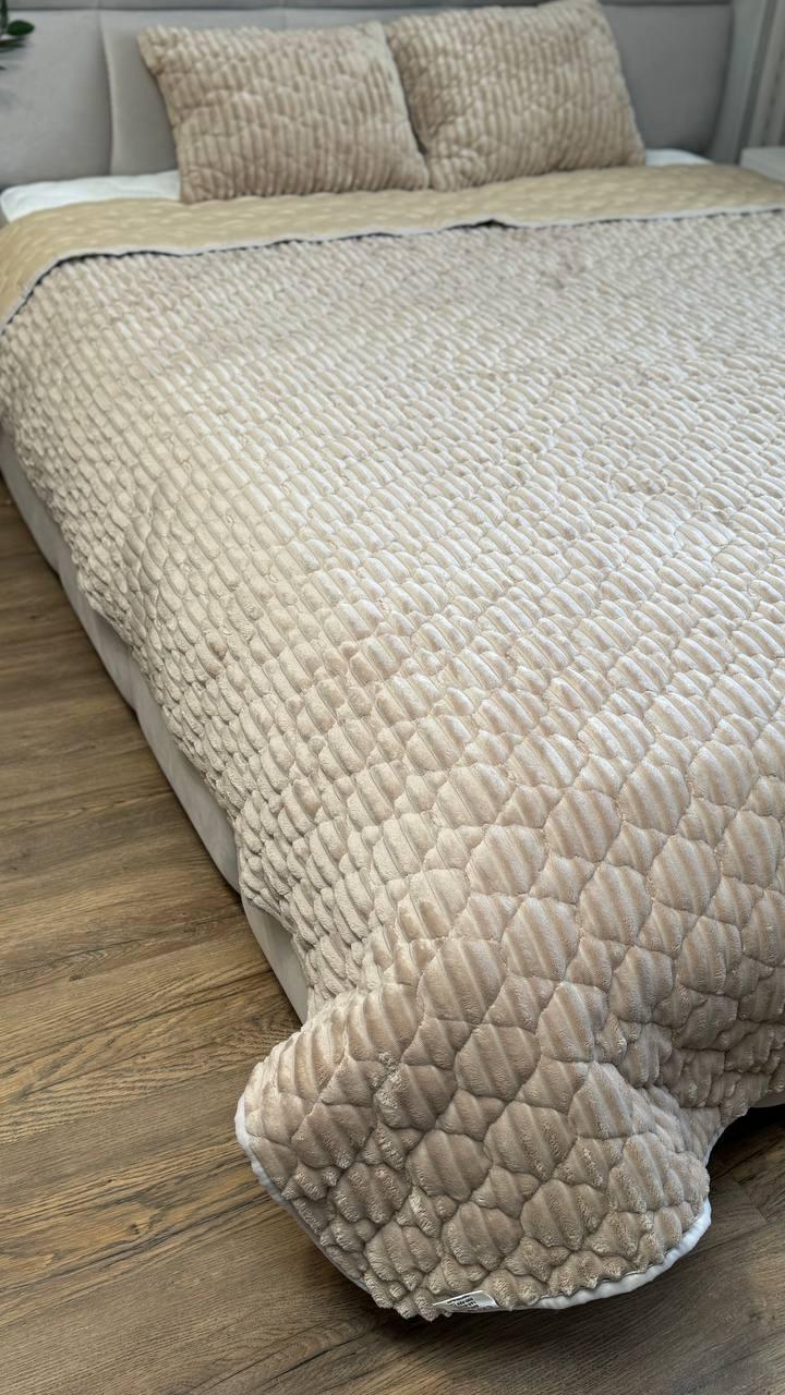 Покрывало стеганое двухстороннее евро 210х230 см/подушки 40х60 см 2 шт. Бежевый (П4К-cap-podush-0010) - фото 4 Покрывало стеганое двухстороннее евро 210х230 см/подушки 40х60 см 2 шт. Бежевый (П4К-cap-podush-0010) - фото 4