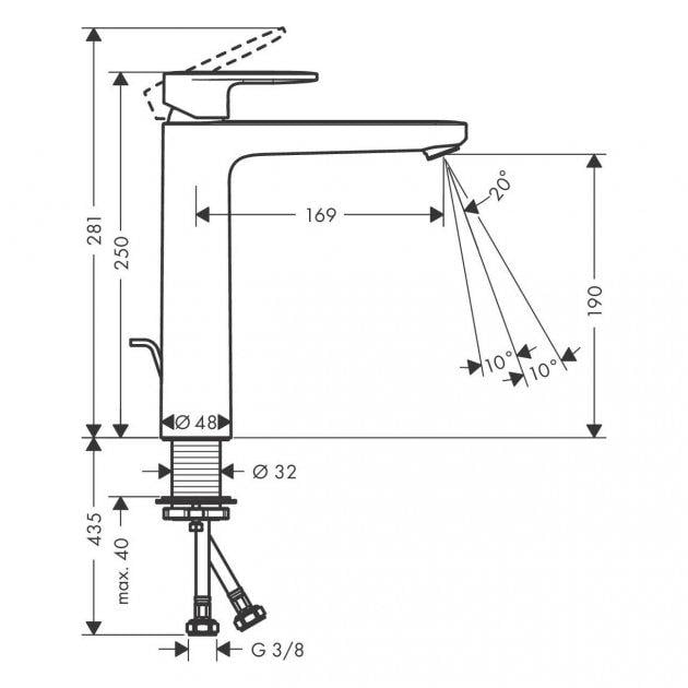 Смеситель для умывальника с донным клапаном Hansgrohe VERNIS BLEND 71552000 (71552000) - фото 2