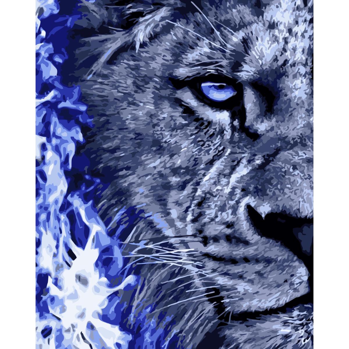 Картина по номерам Strateg Премиум Синие оттенки хищника с лаком 40х50 см (SY6777)