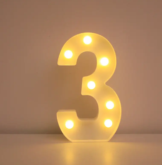Цифра об'ємна 3 Led декоративна маленька 21x13 см Білий (1899/3) Цифра об'ємна 3 Led декоративна маленька 21x13 см Білий (1899/3)
