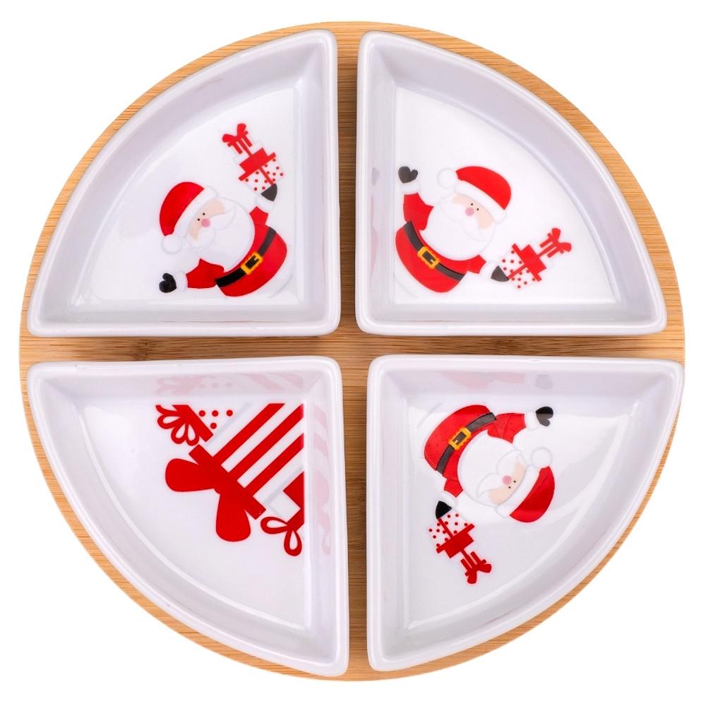 Набор пиалов Elisey Заботливый Санта на бамбуковой подставке (6020-007)