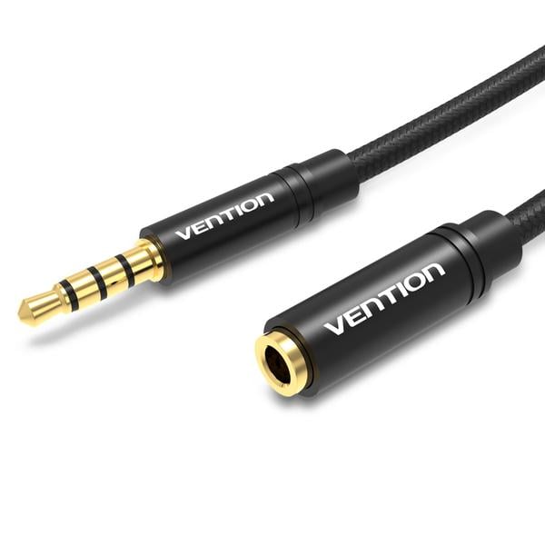 Кабель Vention Audio 3,5мм Metal Type 4 pin с поддержкой микрофона стерео 1 м Black (BHBBF)