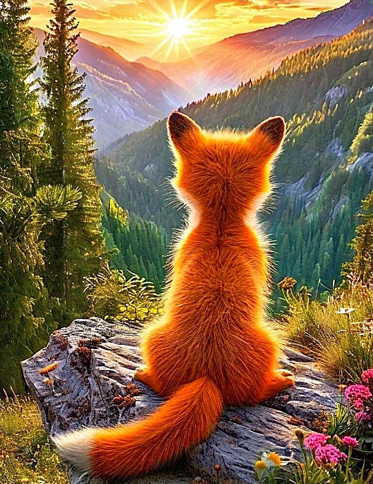 Набір алмазної мозаїки АлМазка Сонце для лисички квадратні алмази на підрамнику 40x50 см (АлМ-275)