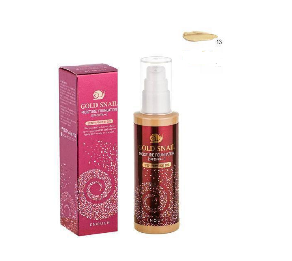 Зволожуючий тональний крем Enough Gold Snail Moisture Foundation 13 SPF30 з муцином равлики - фото 3 Зволожуючий тональний крем Enough Gold Snail Moisture Foundation 13 SPF30 з муцином равлики - фото 3