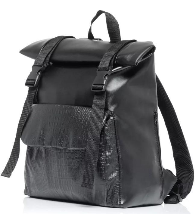 Рюкзак ролл Sambag унісекс RollTop Milton принт крокодила з клапаном Чорний (24251070) - фото 4 Рюкзак ролл Sambag унісекс RollTop Milton принт крокодила з клапаном Чорний (24251070) - фото 4
