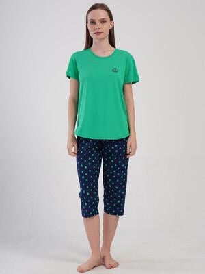 Костюм хлопковый из футболки и капри Зеленый (Vien-4081590245/3)