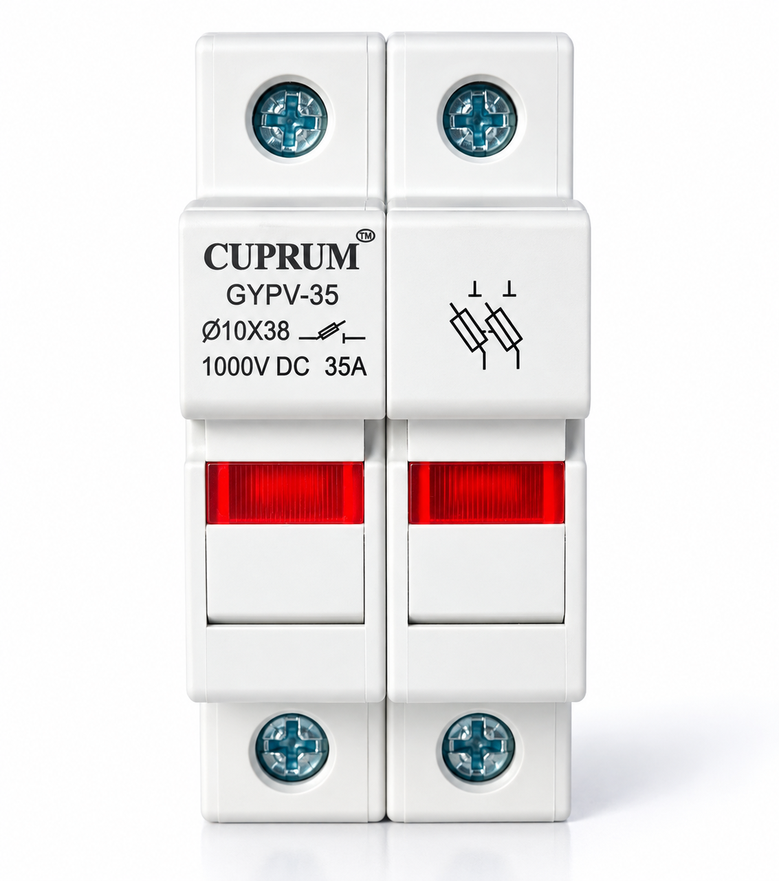 Держатель предохранителя DC1000V 1038 до 35А 2p с подсветкой (cu4438329) Держатель предохранителя DC1000V 1038 до 35А 2p с подсветкой (cu4438329)