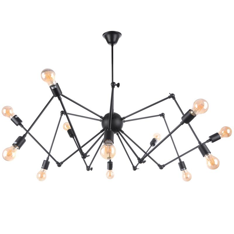 Люстра потолочная лофт паук Brille BL-322S/12 E27 BK на 12 плафонов