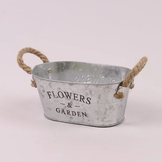 Кашпо металлическое с ручками Flora Flowers & Garden (37940)