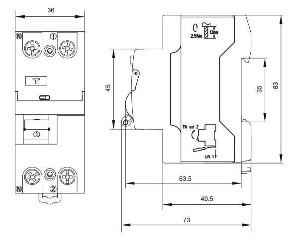 Пристрій захисного відключення UTrust 1P+N А AC 25А 30 mА (A0010210131) - фото 7