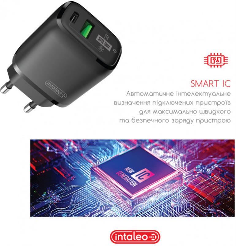 Зарядное устройство для Intaleo TCGQPD220 сетевой 20 Вт USB-C/USB-A PD QC 3.0 Black (29517903) - фото 2