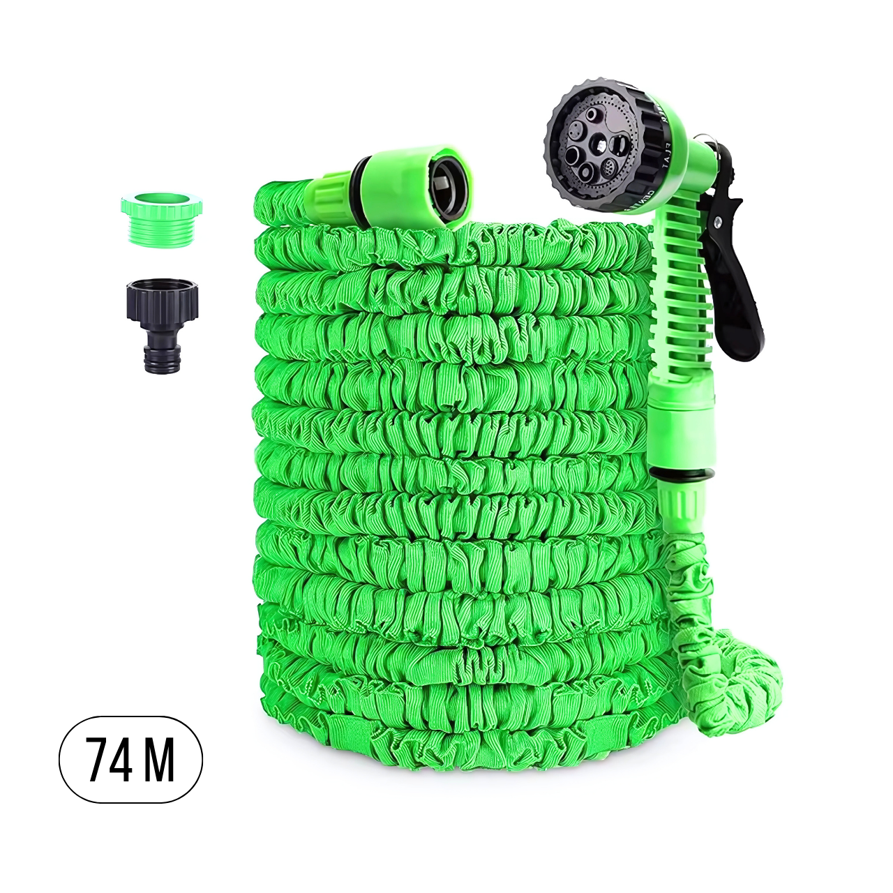 Шланг поливочный с пистолетом садовый растягивающийся 74 м Зеленый (1000305682) - фото 2