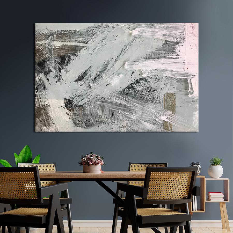 Картина Абстракция Белые мазки краски 51x34 см (A933-1)