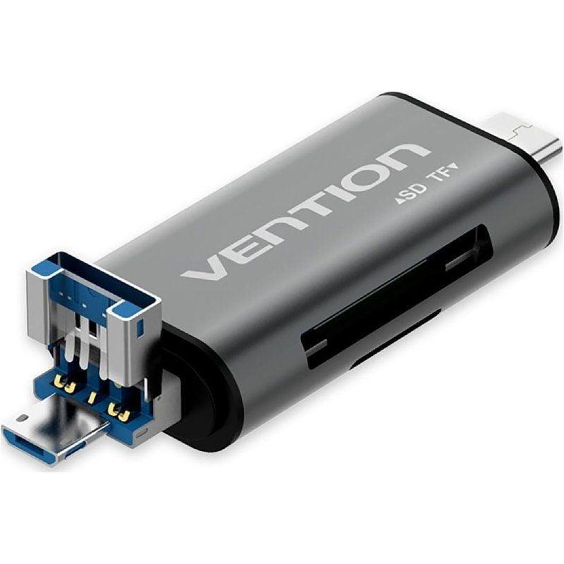 Кардридер Vention USB3.0 Multi-function Card Reader Gray Metal Type (CCHH0) - фото 2