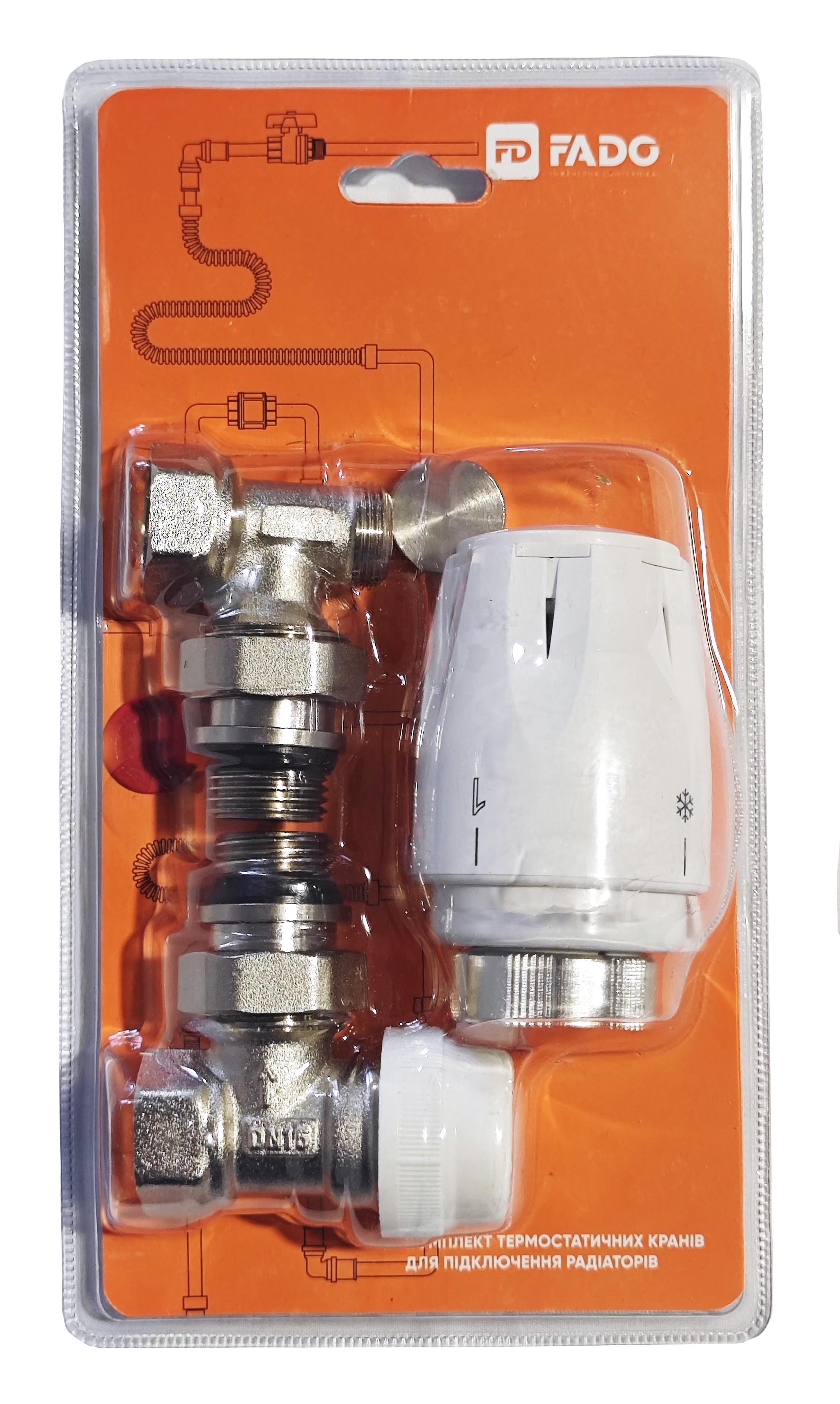 Комплект термостатичний FADO 1/2" ВЗ кутовий Білий (FD-KTS01)