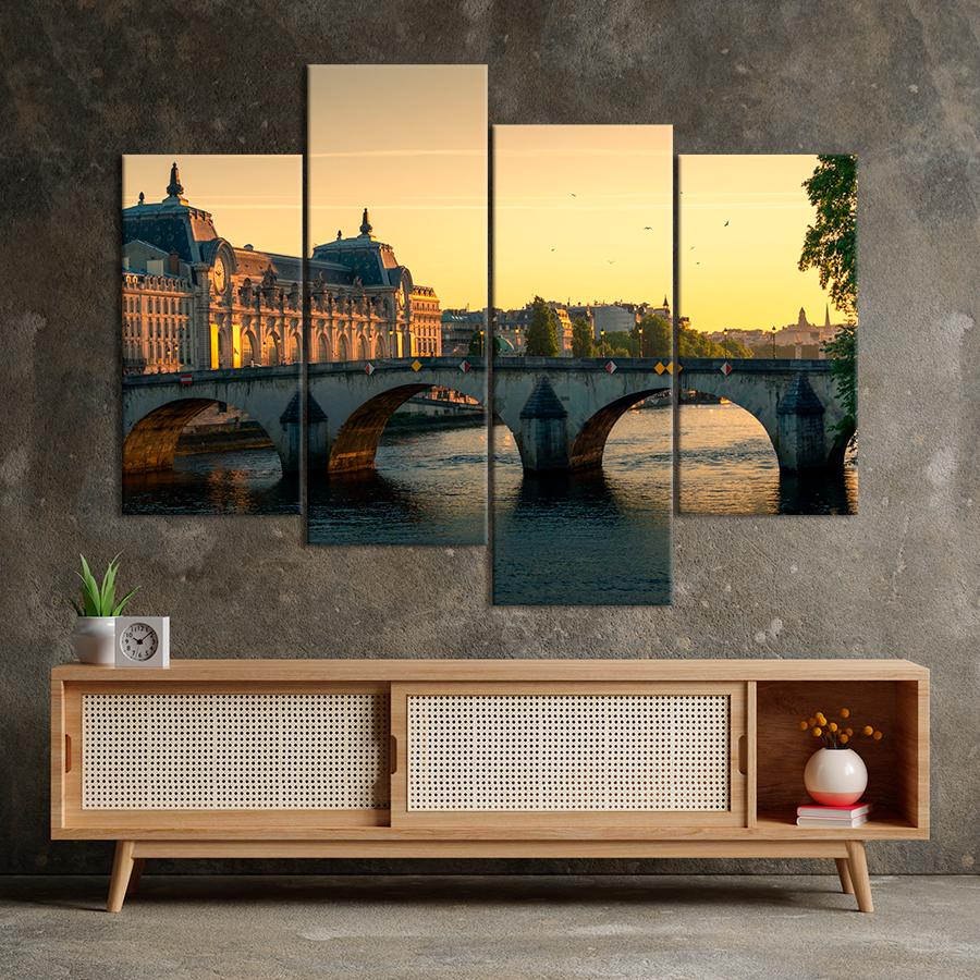 Картина город Знаменитый мост Руаяль в Париже 149x106 см (A587-4)