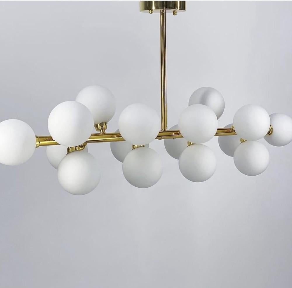 Люстра линейная с миниатюрными белоснежными плафонами (DE 14 L/940 GD) - фото 7