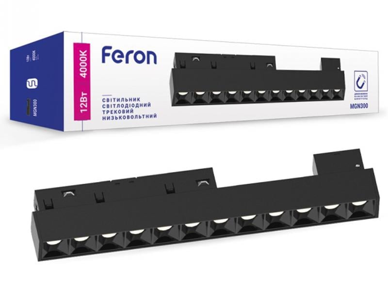 Светильник светодиодный магнитный трековый Feron MGN300 4000K 30° 12 Вт Черный (9931)