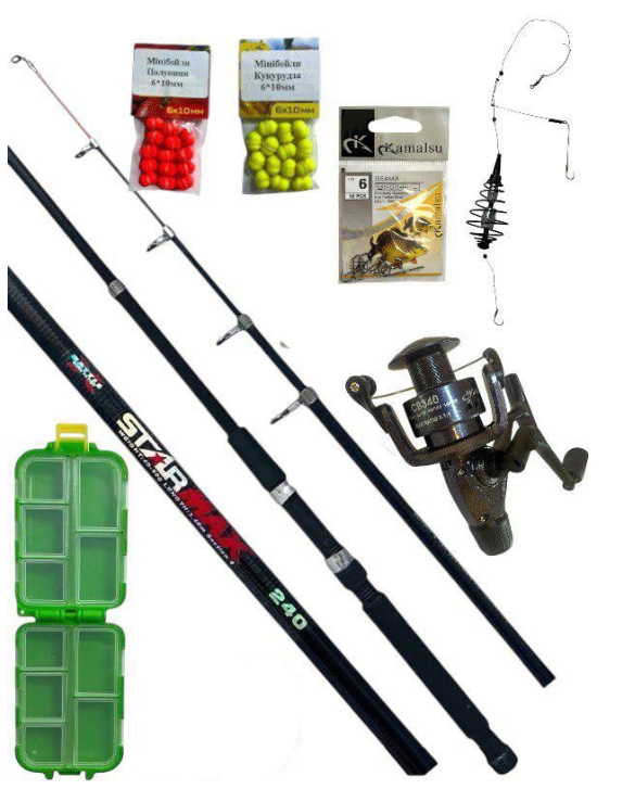 Спінінг Weida STAR MAX 40-80 г 240 см/котушка COBLLA CB340/снасть з кормом Конус 50 г/коробочка 10 відд/гачки/мінібойли (2214560204)