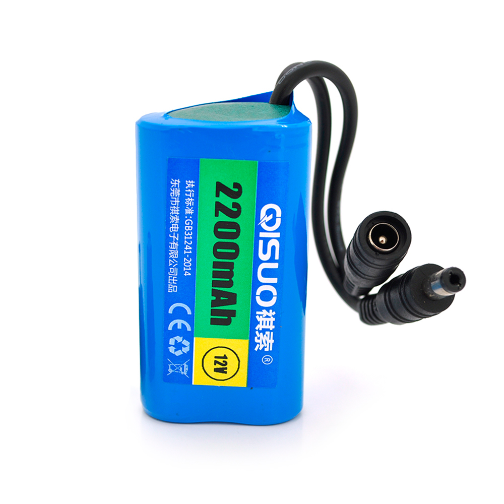 Аккумуляторная батарея QiSuo 12V 2,2Ah Li-ion 18650 DC 5,5x2,1 (YUT_V9114) - фото 1