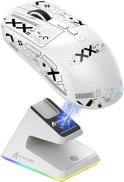 Мишка ігрова безпровідна Attack Shark X11 22000 DPI PAW3311 із зарядною догстанцією RGB підсвіткою Білий - фото 2