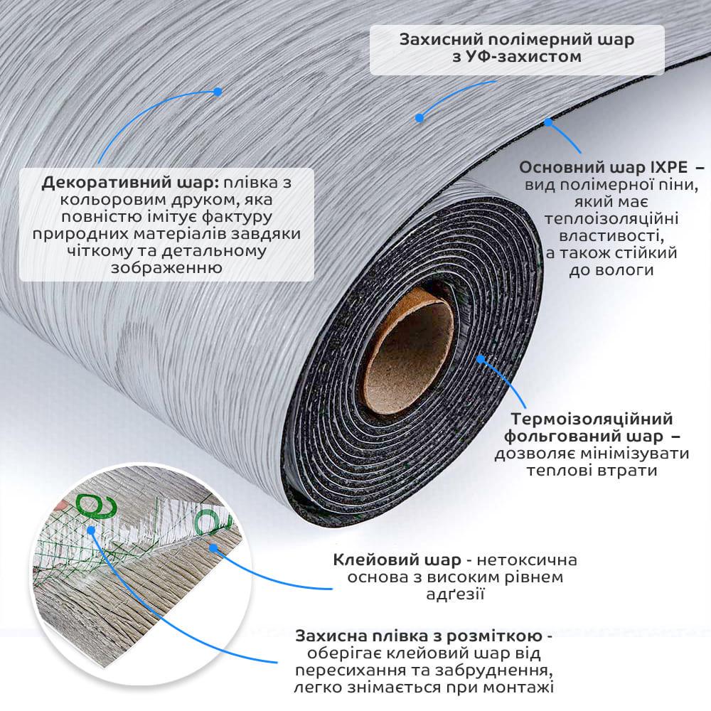 Покриття підлогове вінілове SW-00001816 самоклеюче в рулоні 3000х600х1,5 мм Сірий - фото 2