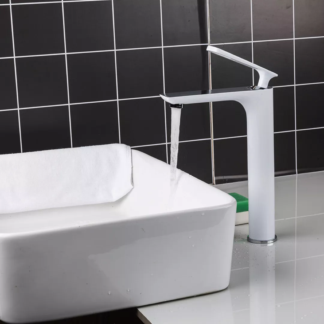 Смеситель высокий для умывальника Frap F1052-56 Белый/Хром (1037345) - фото 3 Смеситель высокий для умывальника Frap F1052-56 Белый/Хром (1037345) - фото 3