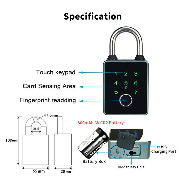 Замок навісний із кодовим замком відбитком пальця та Bluetooth - фото 3