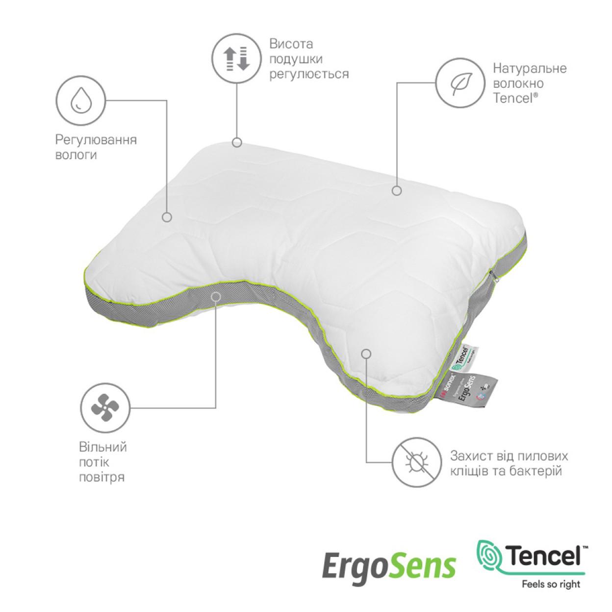 Подушка эргономичная Sonex SO102357 на молнии 50х70 см Белый (2304062000) - фото 3